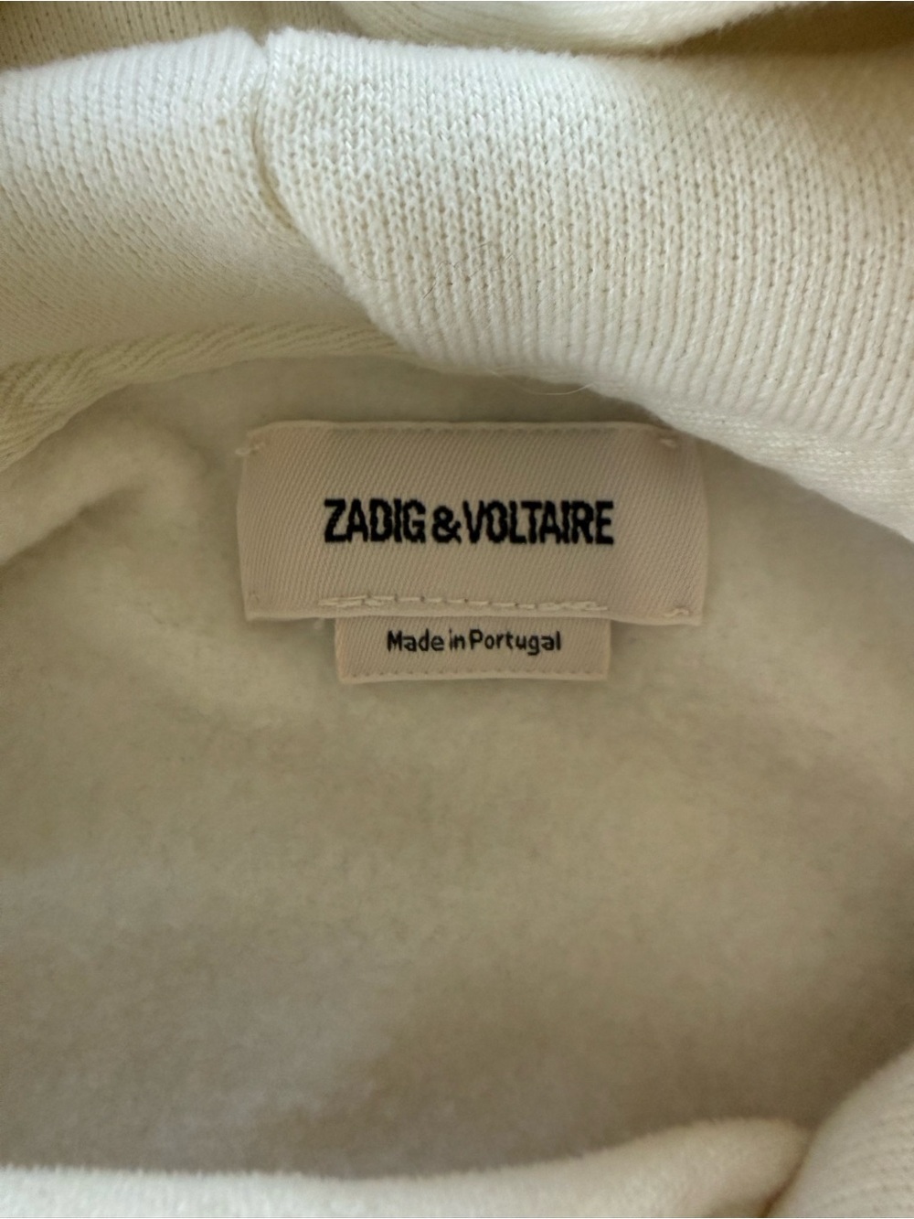 Zadig & Voltaire Cream Hoodie with Black Logo Label - Picture 3 of 5